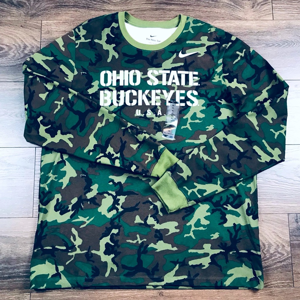 Nike Ohio State Buckeyes Men’s USA Appreciation Military Football Camo Shirt NWT